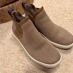 Coffee Herringbone Slip-On Sneakers